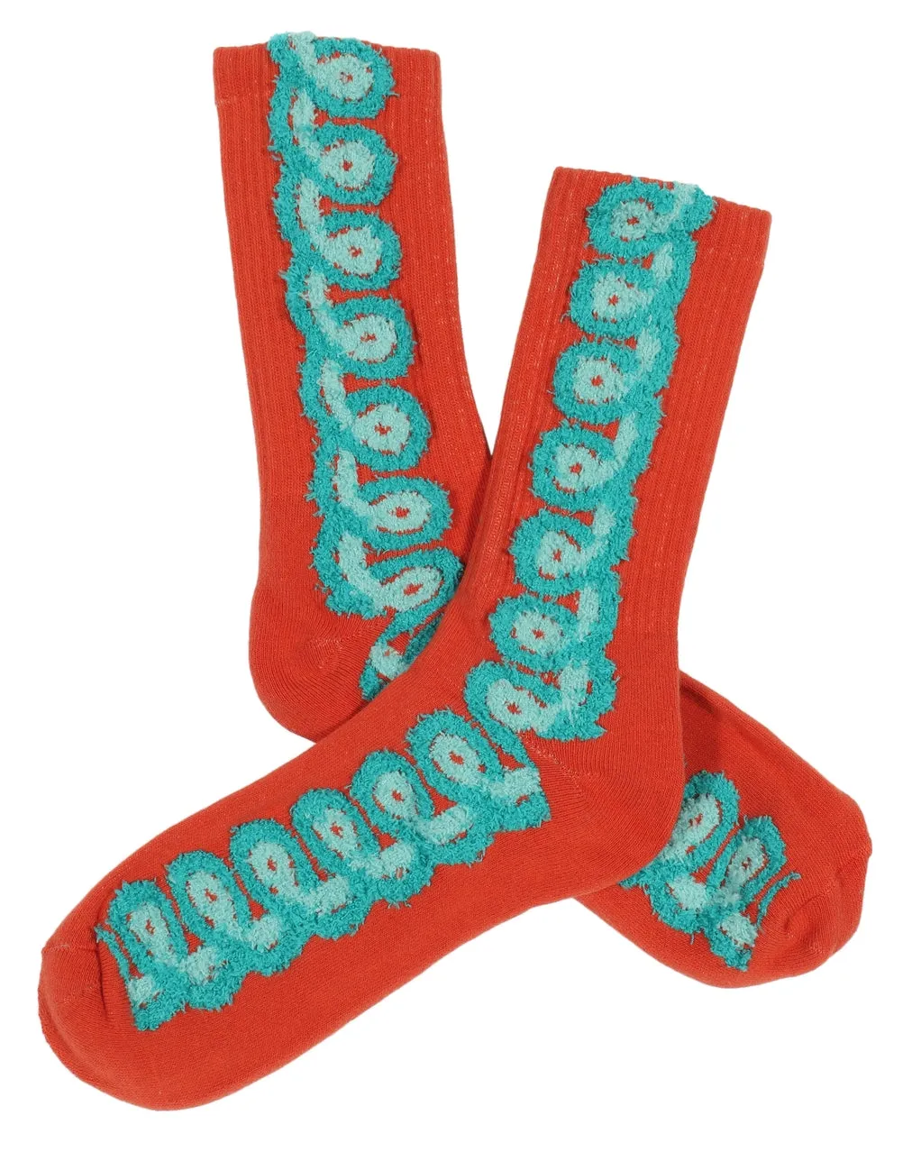 Red Loopy Chenille Socks by Pretty Snake