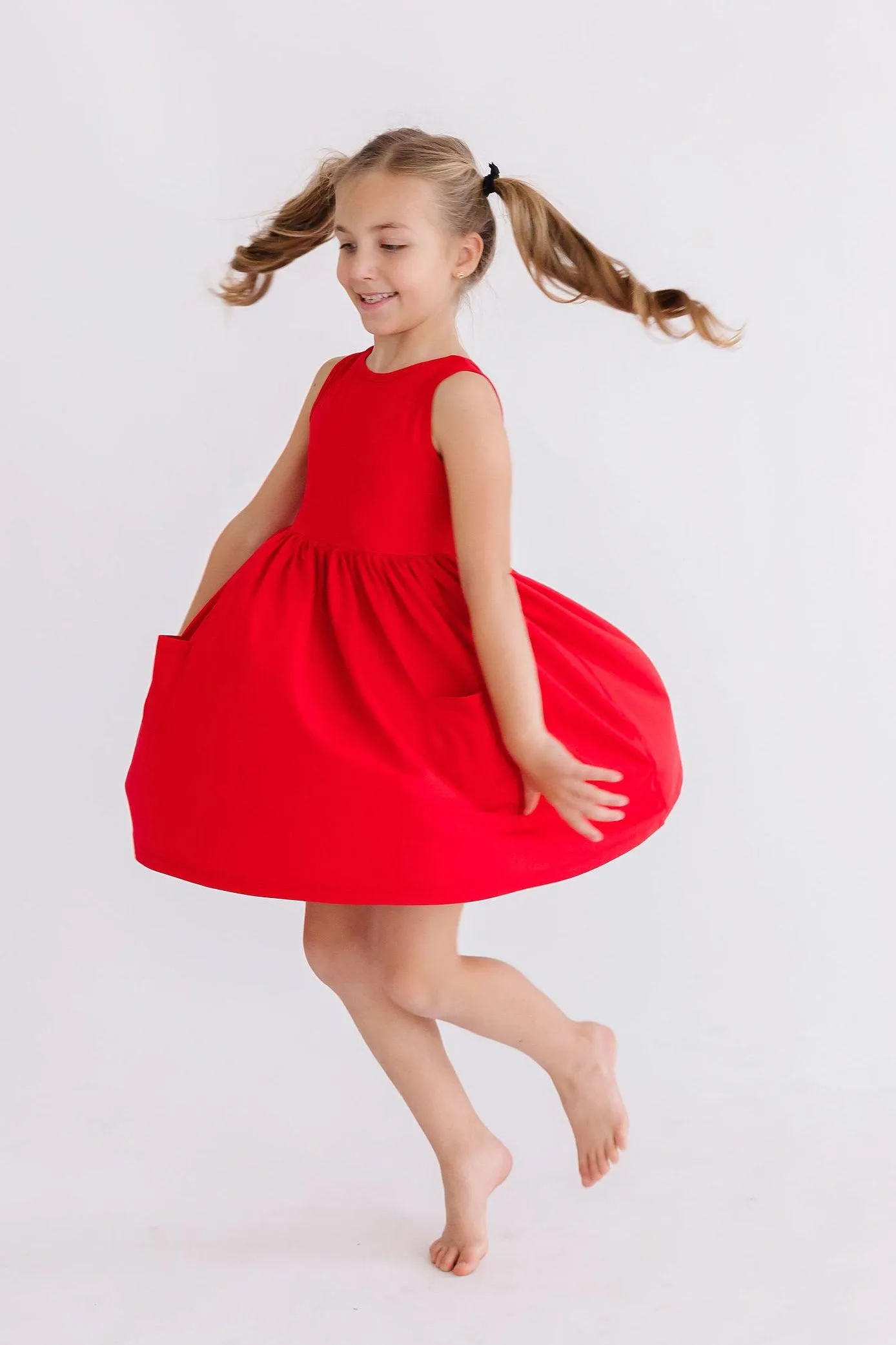 Red Tank Pocket Twirl Dress