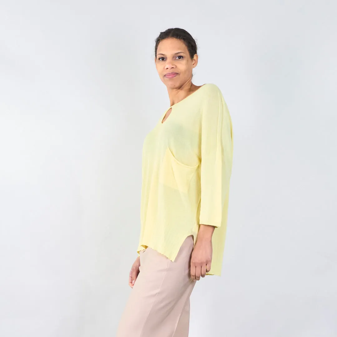 Relaxed fit top with pocket and cutout wholesale