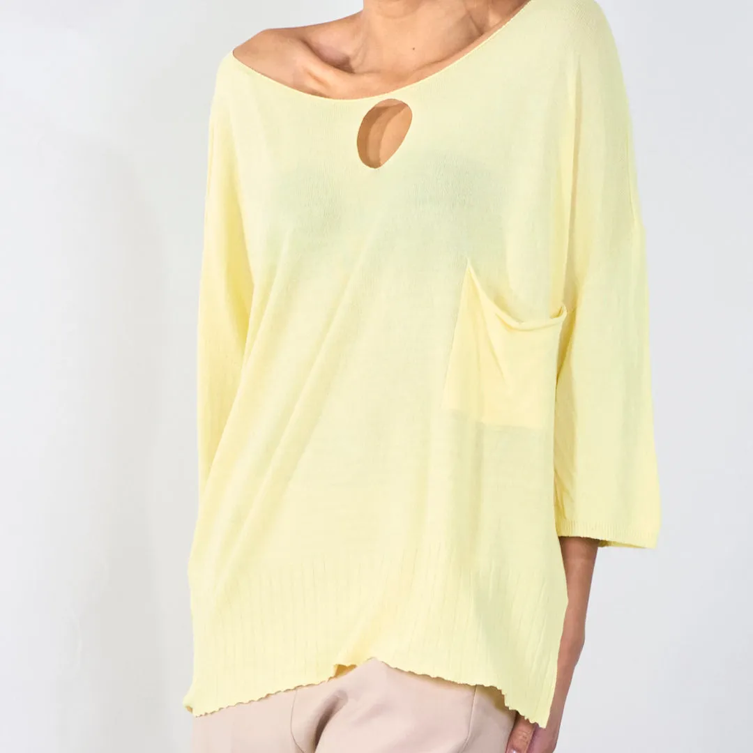 Relaxed fit top with pocket and cutout wholesale