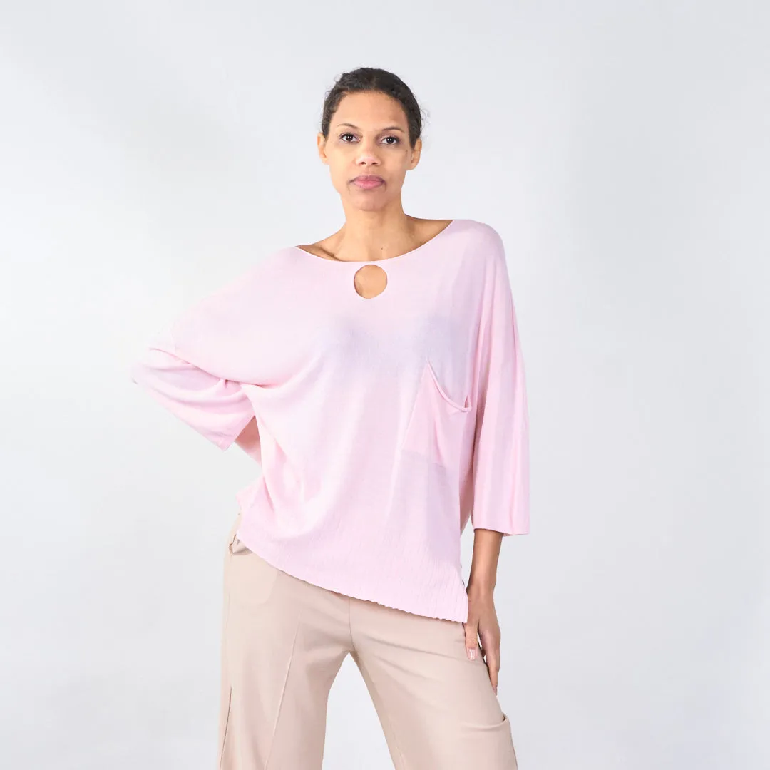 Relaxed fit top with pocket and cutout wholesale