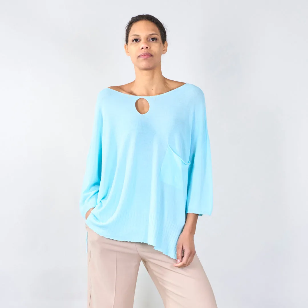 Relaxed fit top with pocket and cutout wholesale