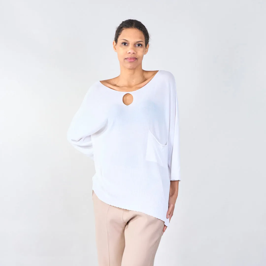 Relaxed fit top with pocket and cutout wholesale