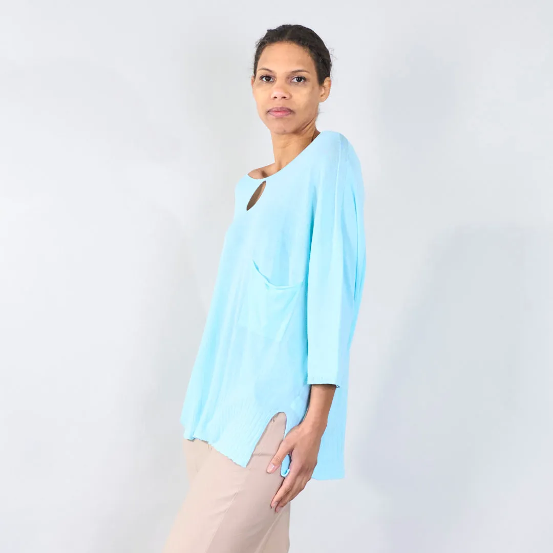 Relaxed fit top with pocket and cutout wholesale