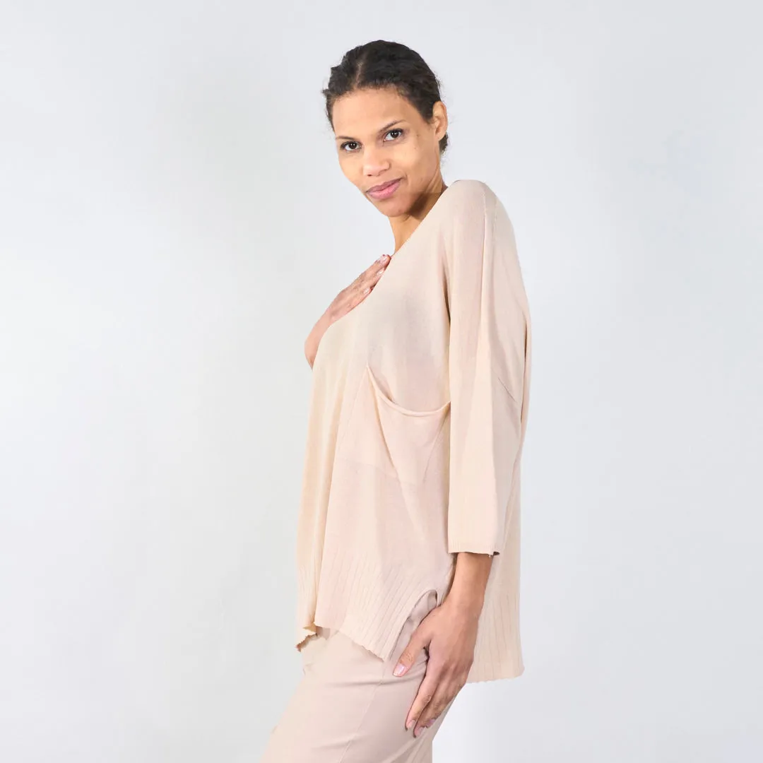 Relaxed fit top with pocket and cutout wholesale