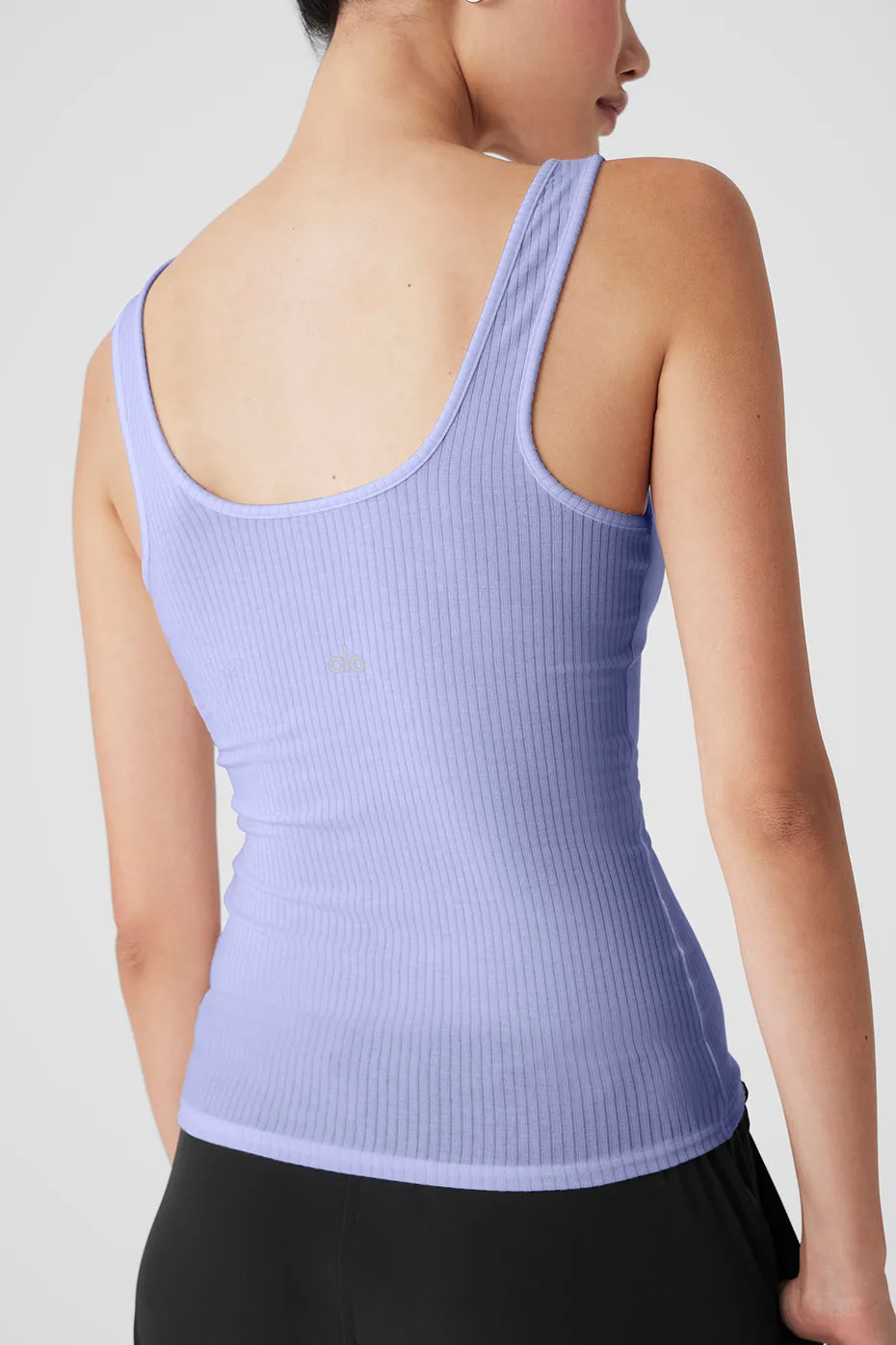 Ribbed Sea Coast Scoop Neck Tank - Lilac Blue