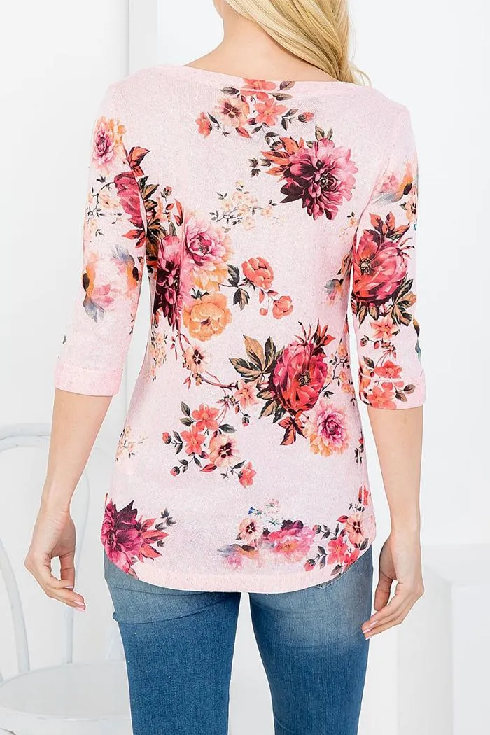 Round Neck Floral Print Top