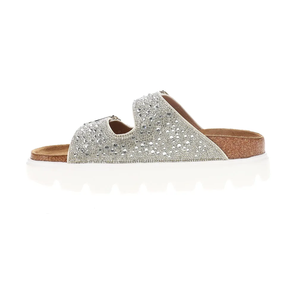 Rumor Has It Rhinestone Slide Platform Sandals