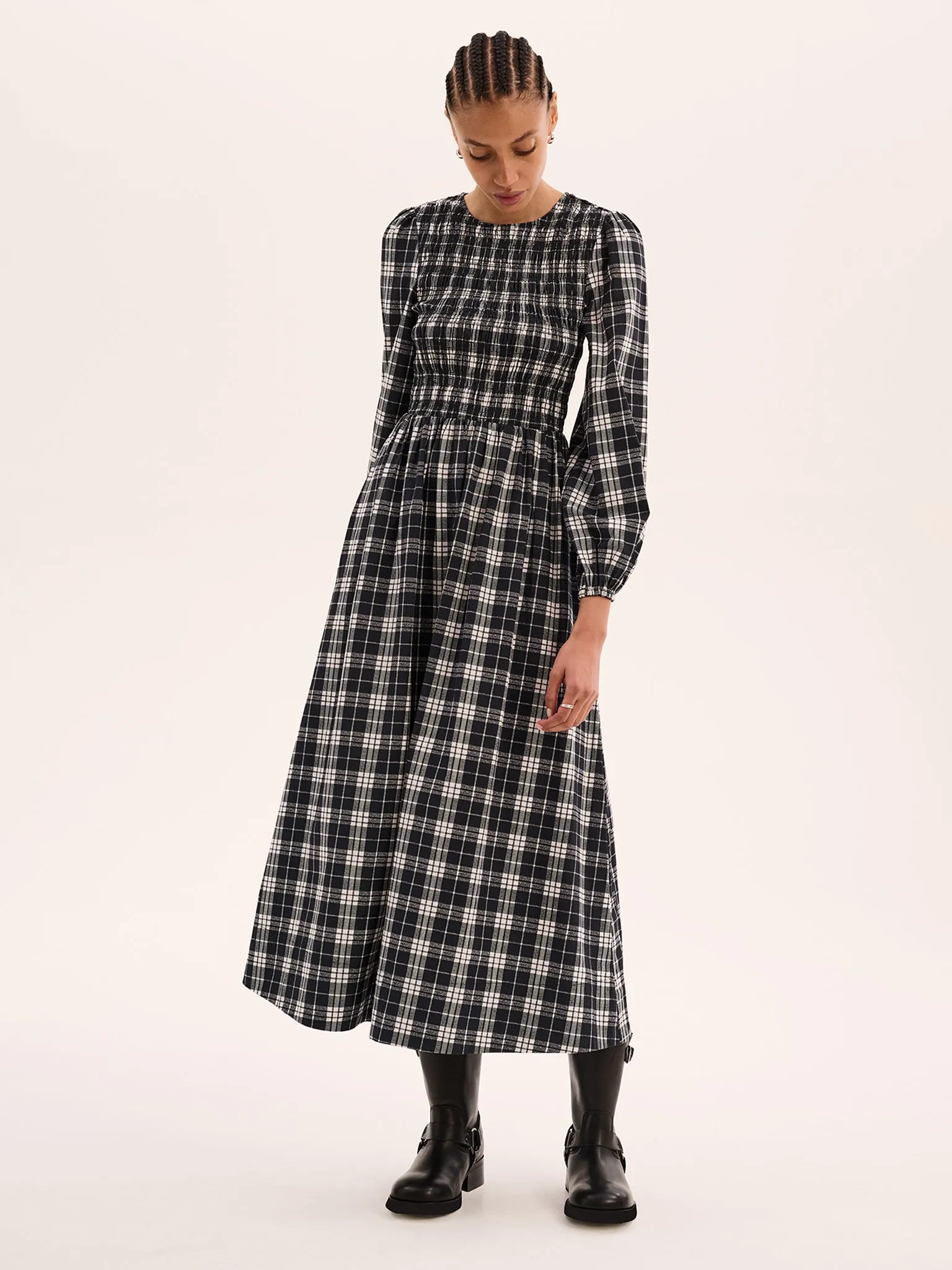 Saint Dress in Mono Check