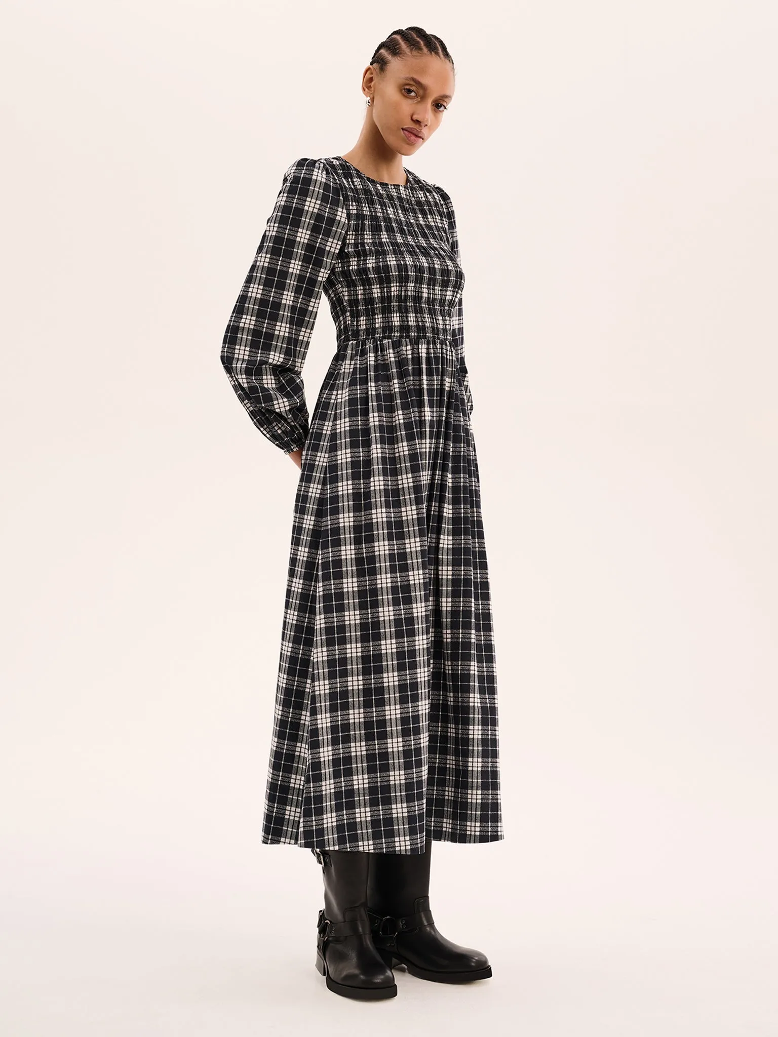 Saint Dress in Mono Check