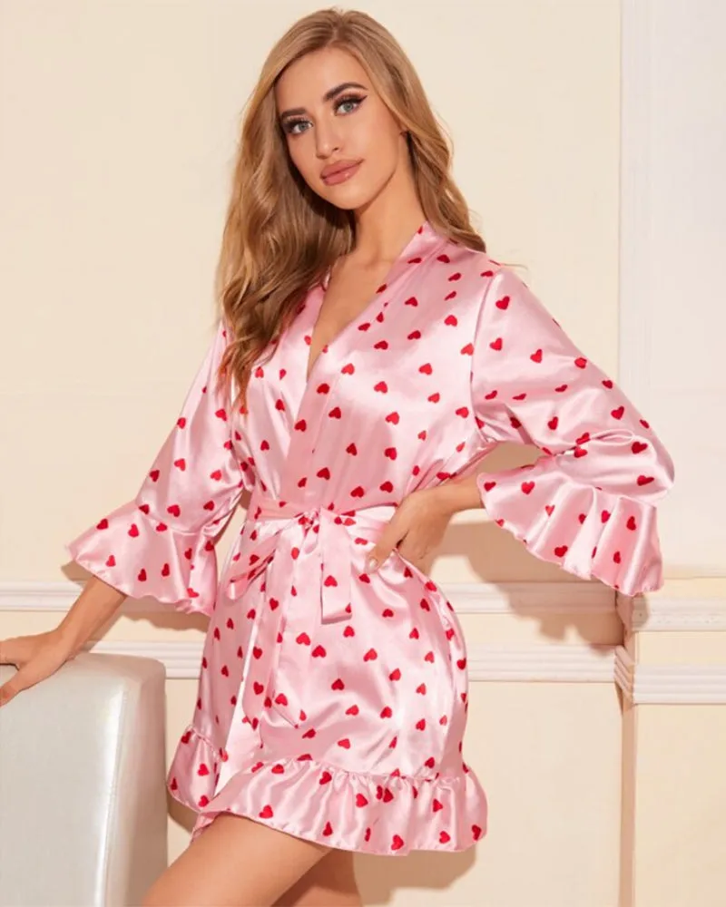 Satin Kimono Robe Shorts 3Pcs Sets