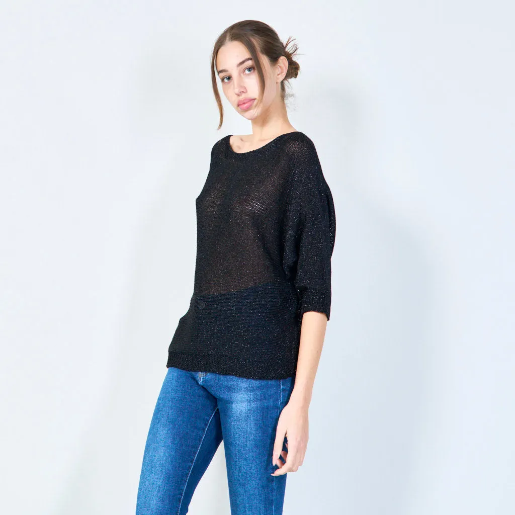 Shimmering loose knit pullover wholesale