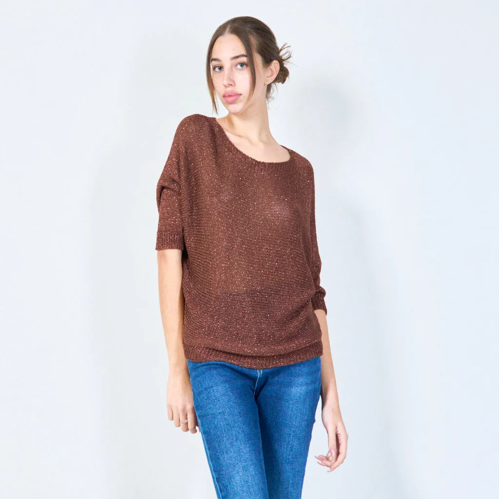 Shimmering loose knit pullover wholesale