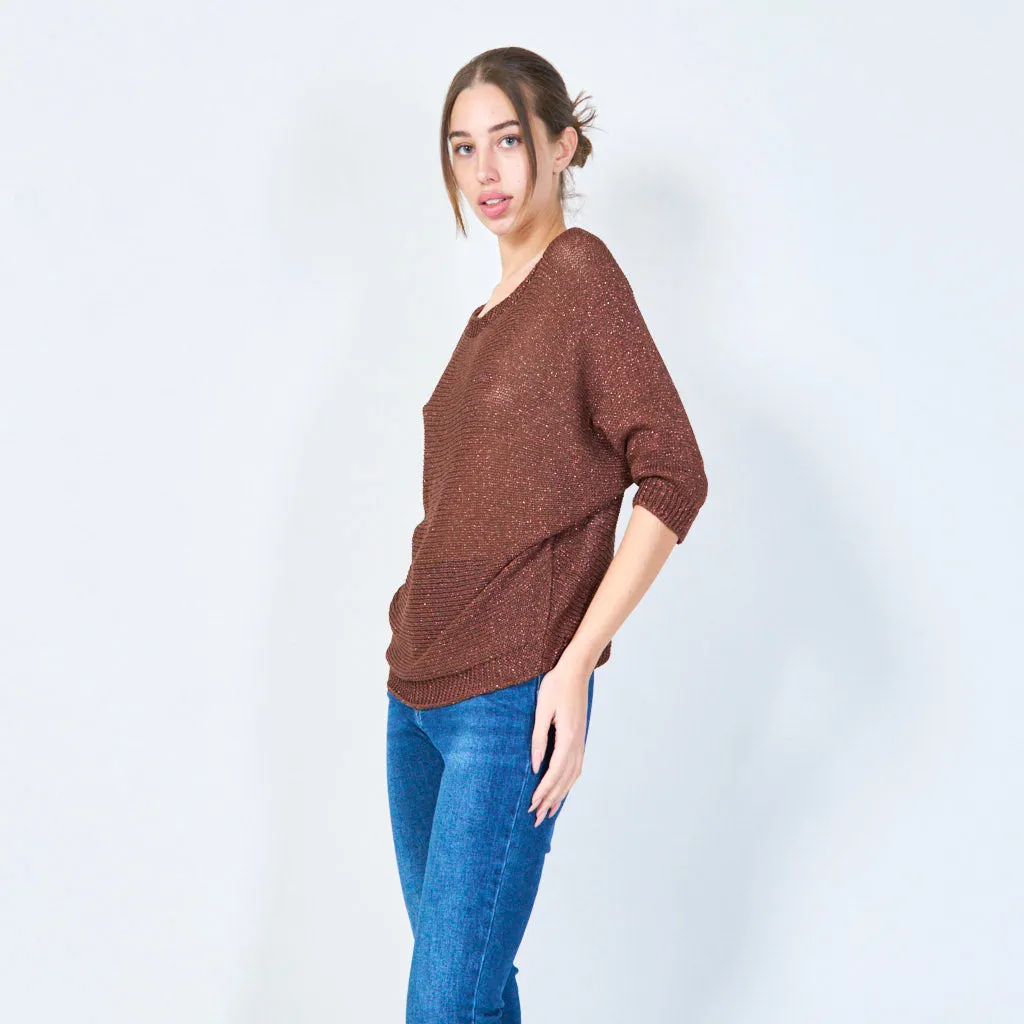 Shimmering loose knit pullover wholesale