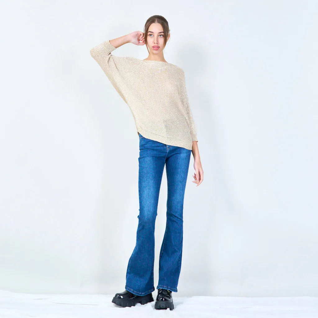 Shimmering loose knit pullover wholesale