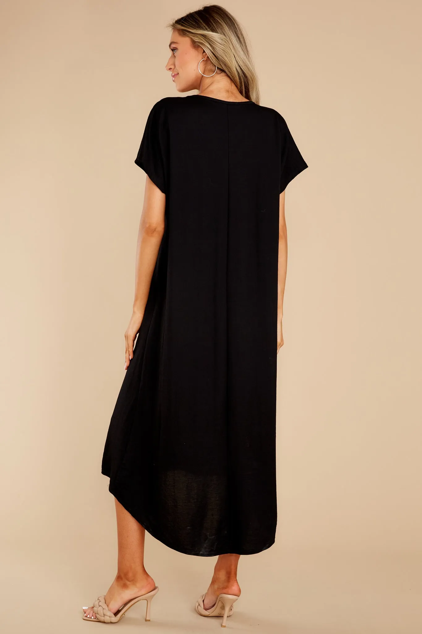 Soft Steps Black Midi Dress