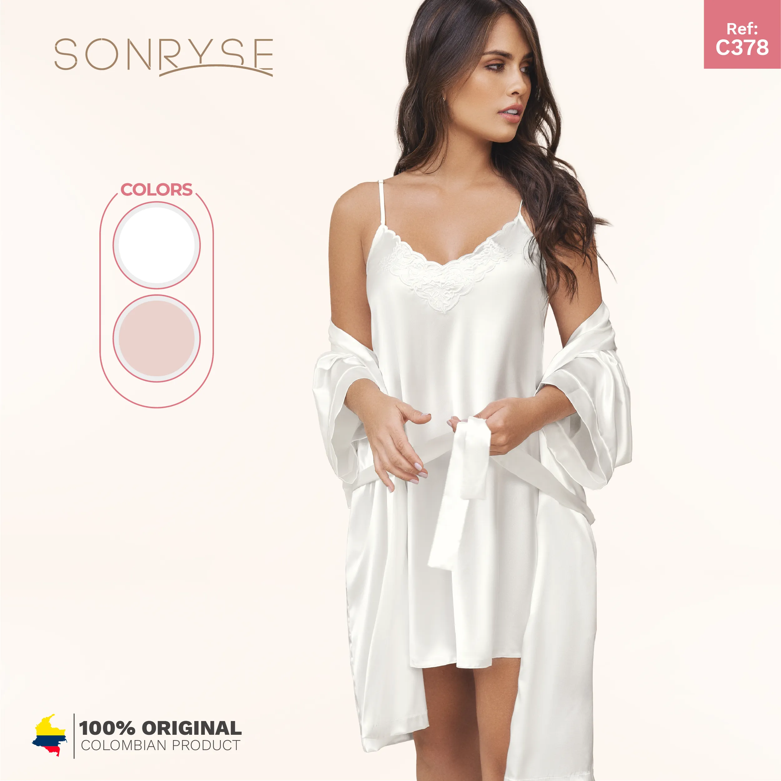 SONRYSE 378 | Women's Satin Dress Silk Robes with Lace Details | Daily Use