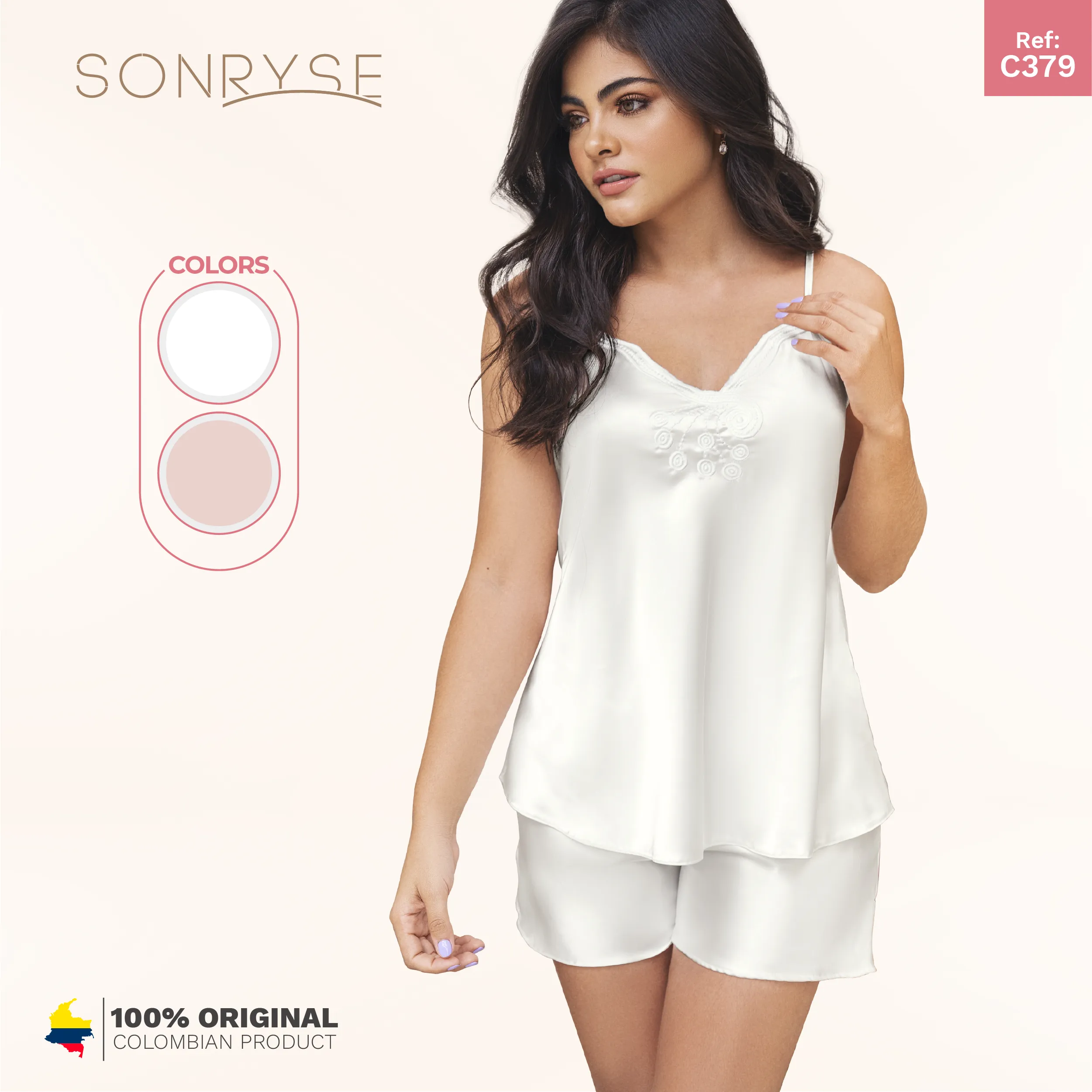 SONRYSE 379 | Two Piece Women's Satin Sleepwear Silk Robes with Lace Details | Short & Top | Daily Use