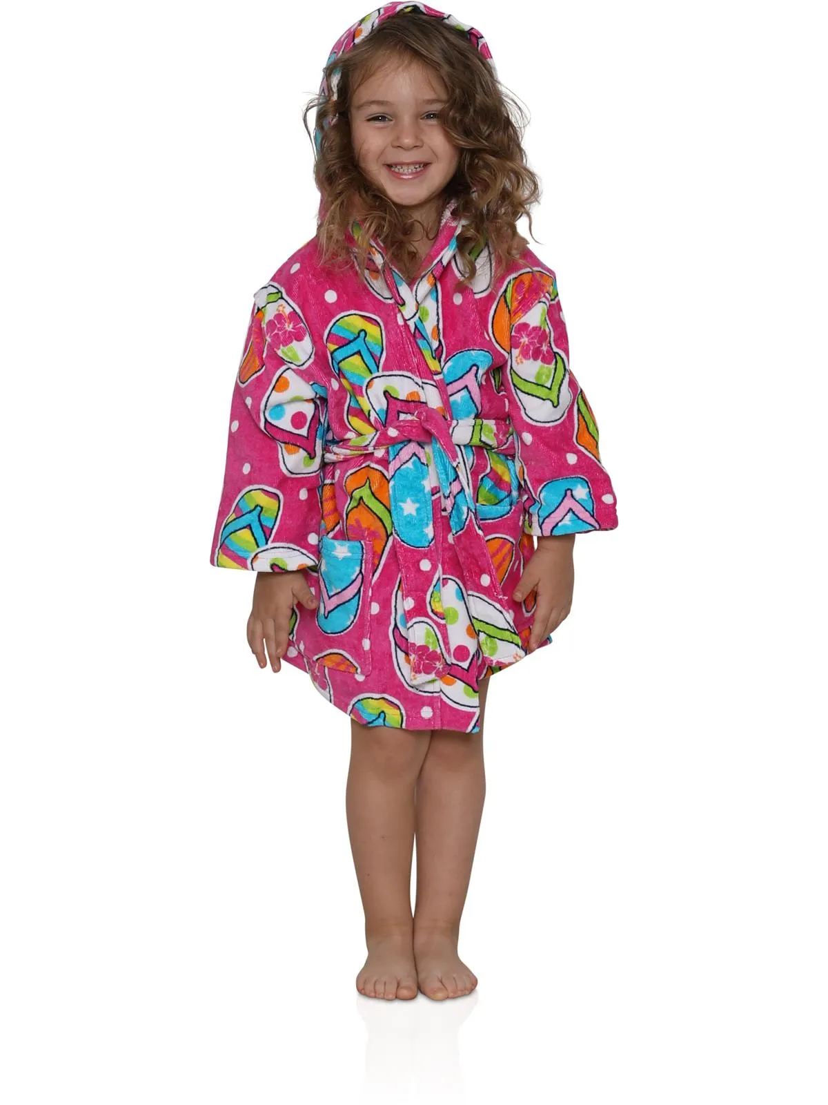 Splish Splash & Me Girls beach Bath Flip Flop Sandals Hooded Robe Cover Up