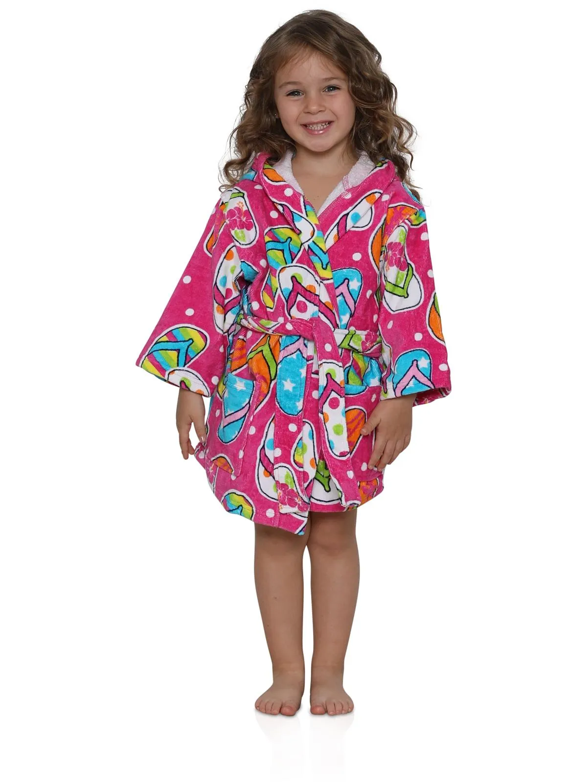 Splish Splash & Me Girls beach Bath Flip Flop Sandals Hooded Robe Cover Up