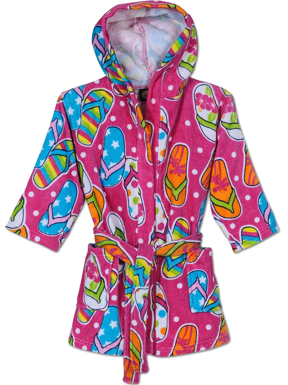 Splish Splash & Me Girls beach Bath Flip Flop Sandals Hooded Robe Cover Up