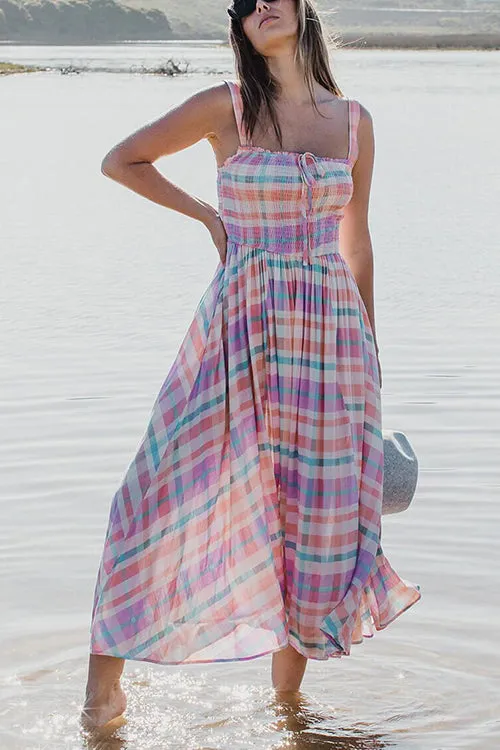 Stripe Shirred Bust Maxi Dress