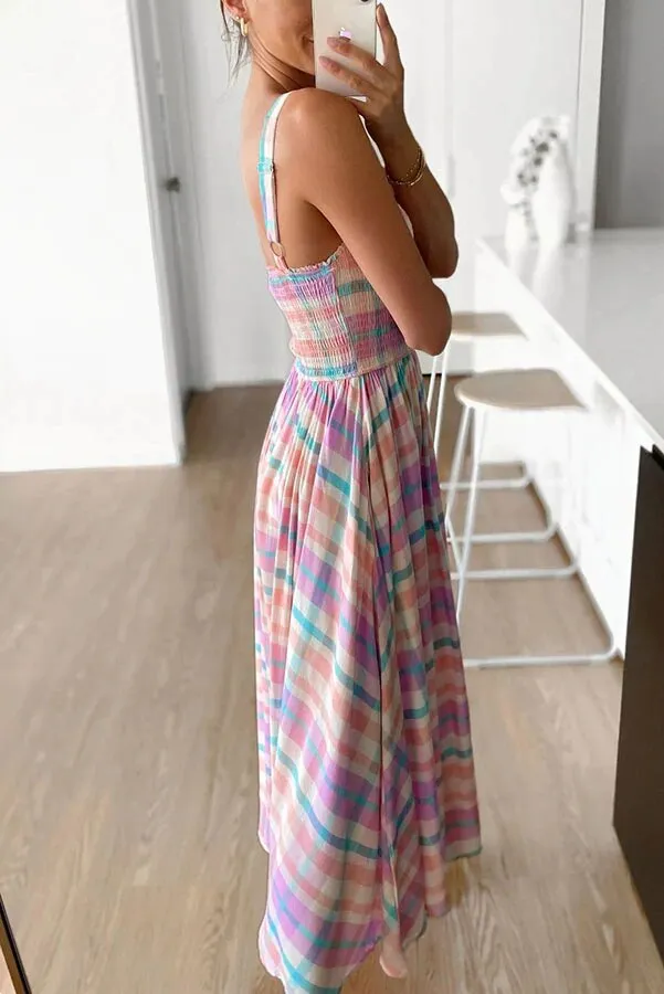 Stripe Shirred Bust Maxi Dress