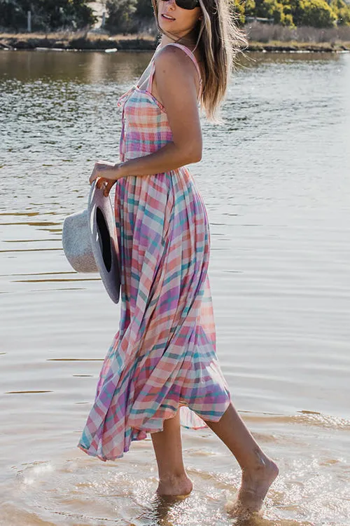 Stripe Shirred Bust Maxi Dress