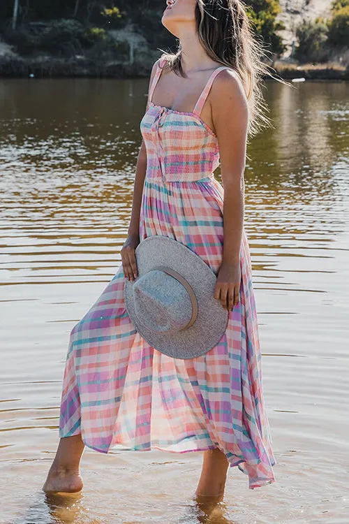 Stripe Shirred Bust Maxi Dress