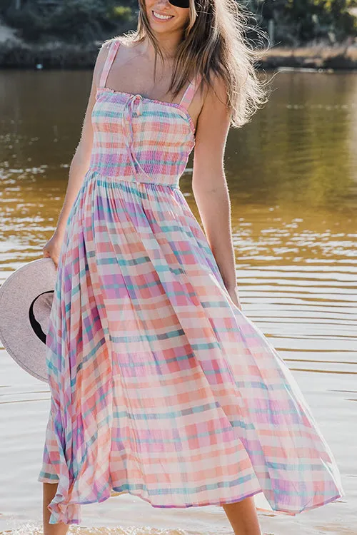 Stripe Shirred Bust Maxi Dress