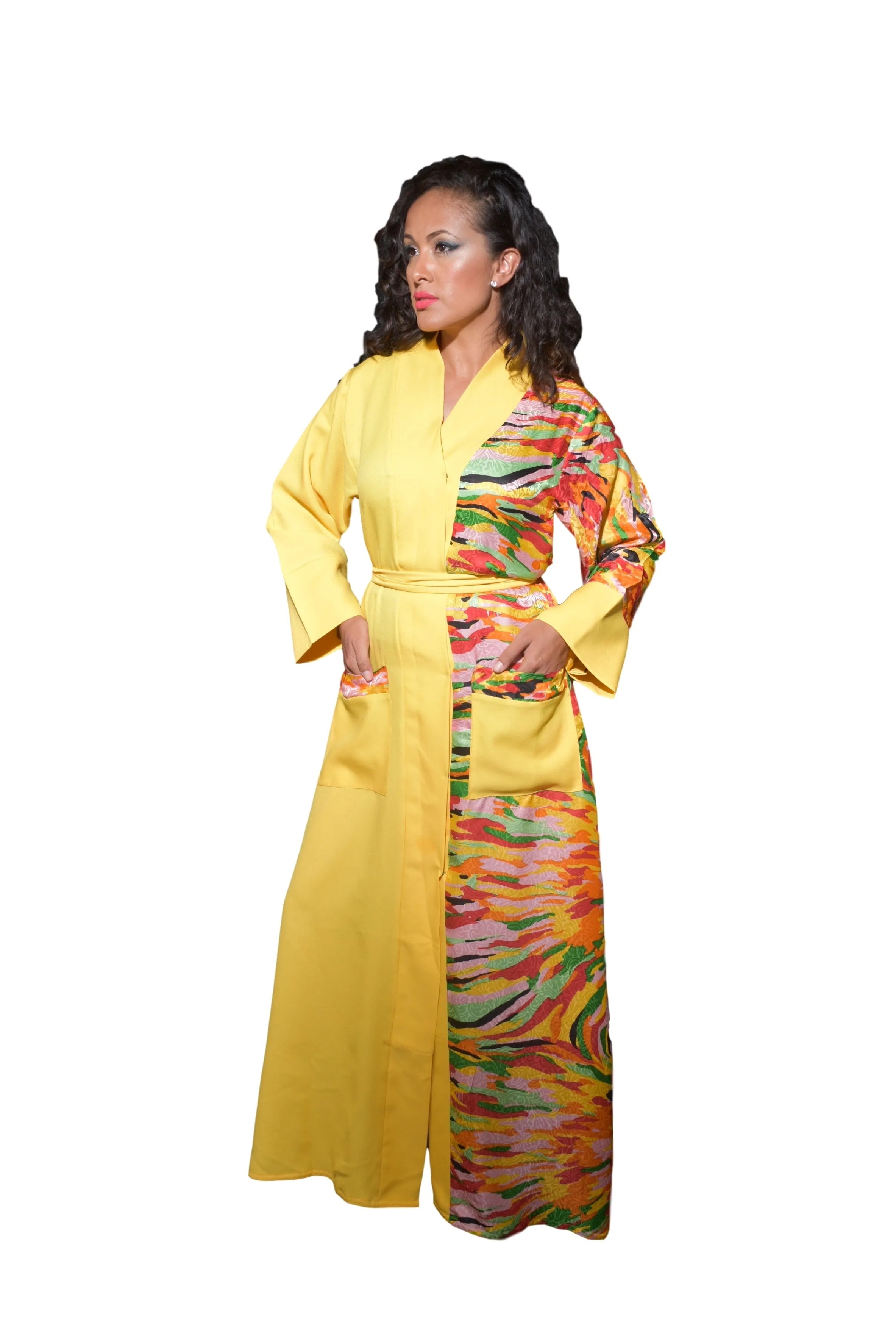 Sunny contrast kimono robe