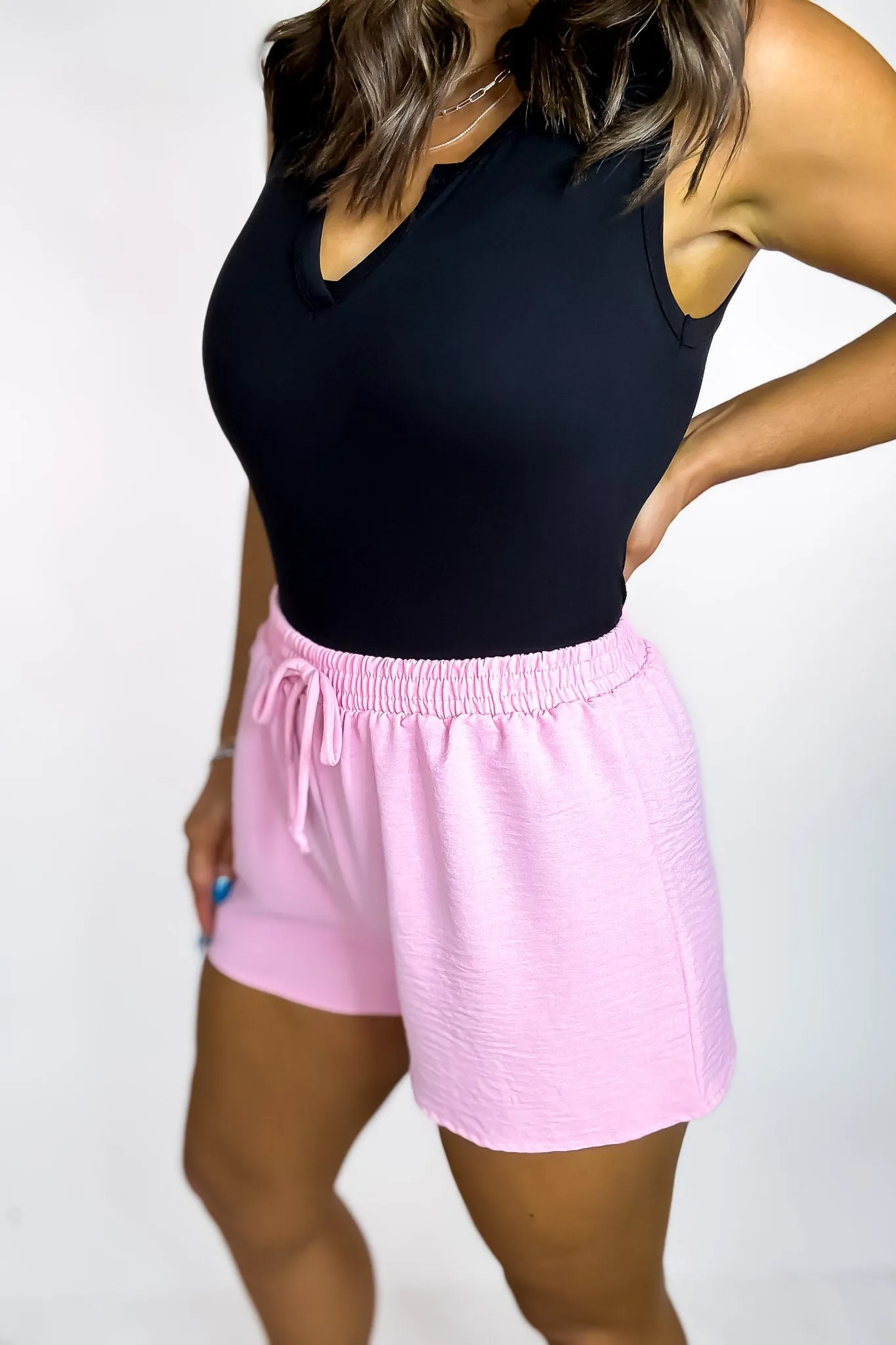 Sunny Days Baby Pink High Waisted Airflow Shorts