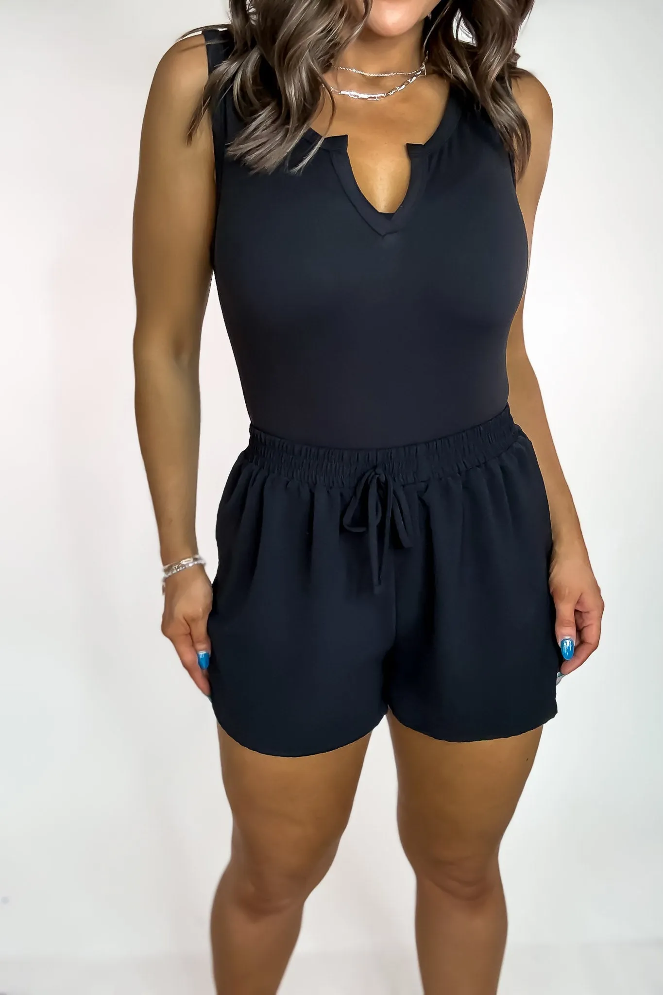 Sunny Days Black High Waisted Airflow Shorts