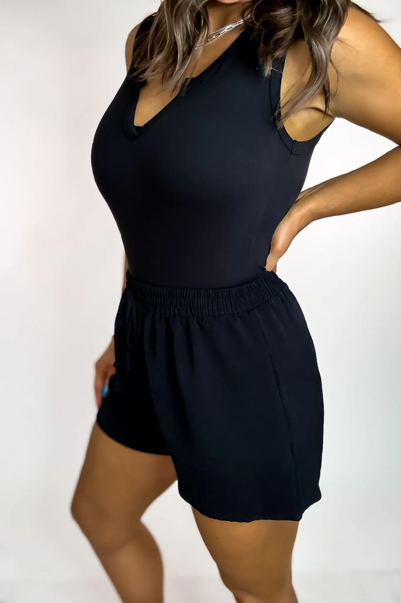 Sunny Days Black High Waisted Airflow Shorts