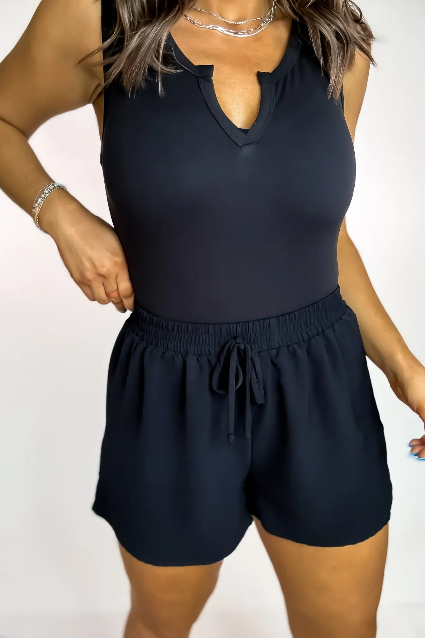 Sunny Days Black High Waisted Airflow Shorts