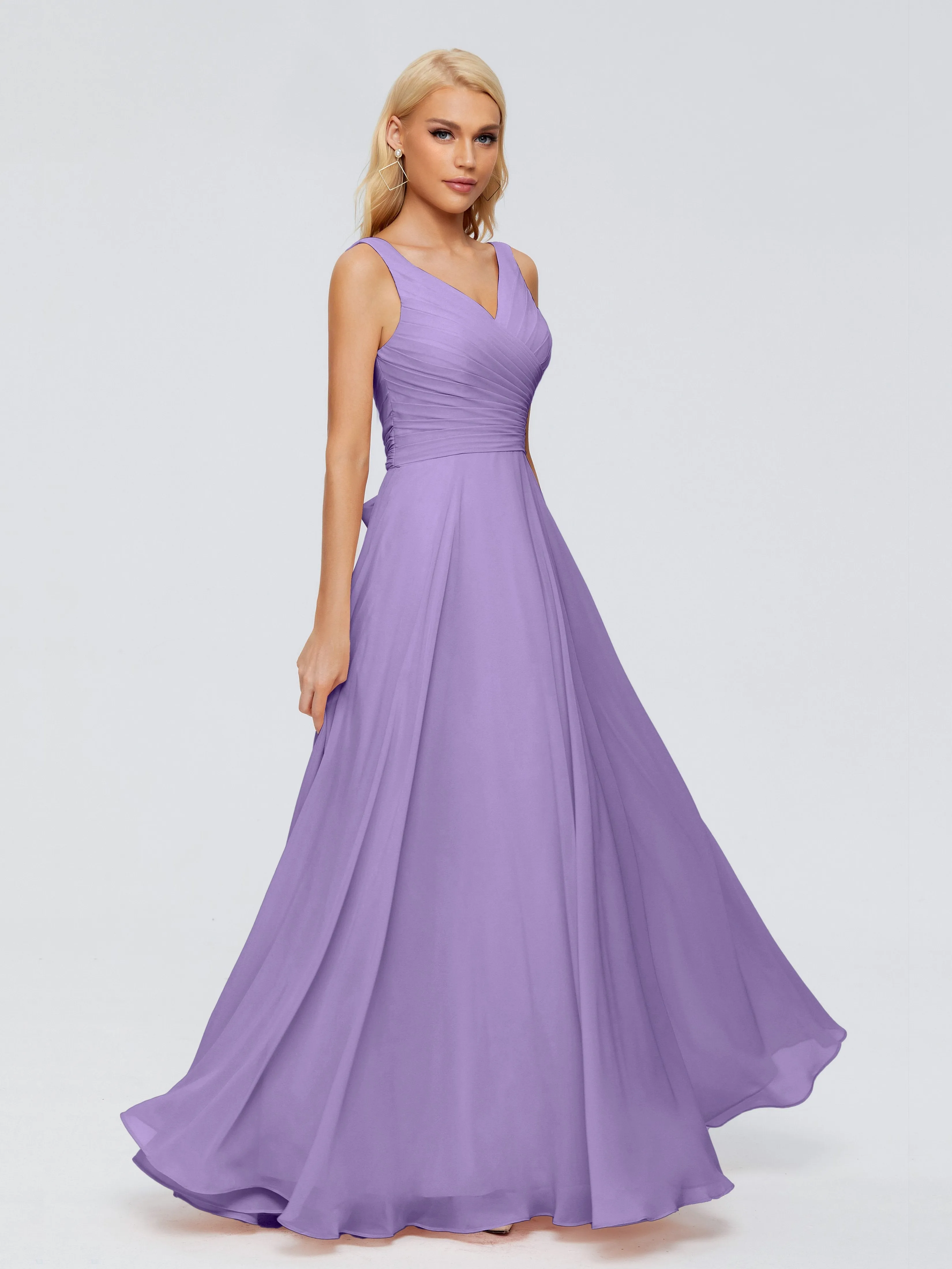 Tahiti Color Bridesmaid Dress Ryleigh Flowy Chiffon Bridesmaid Dresses With Bow