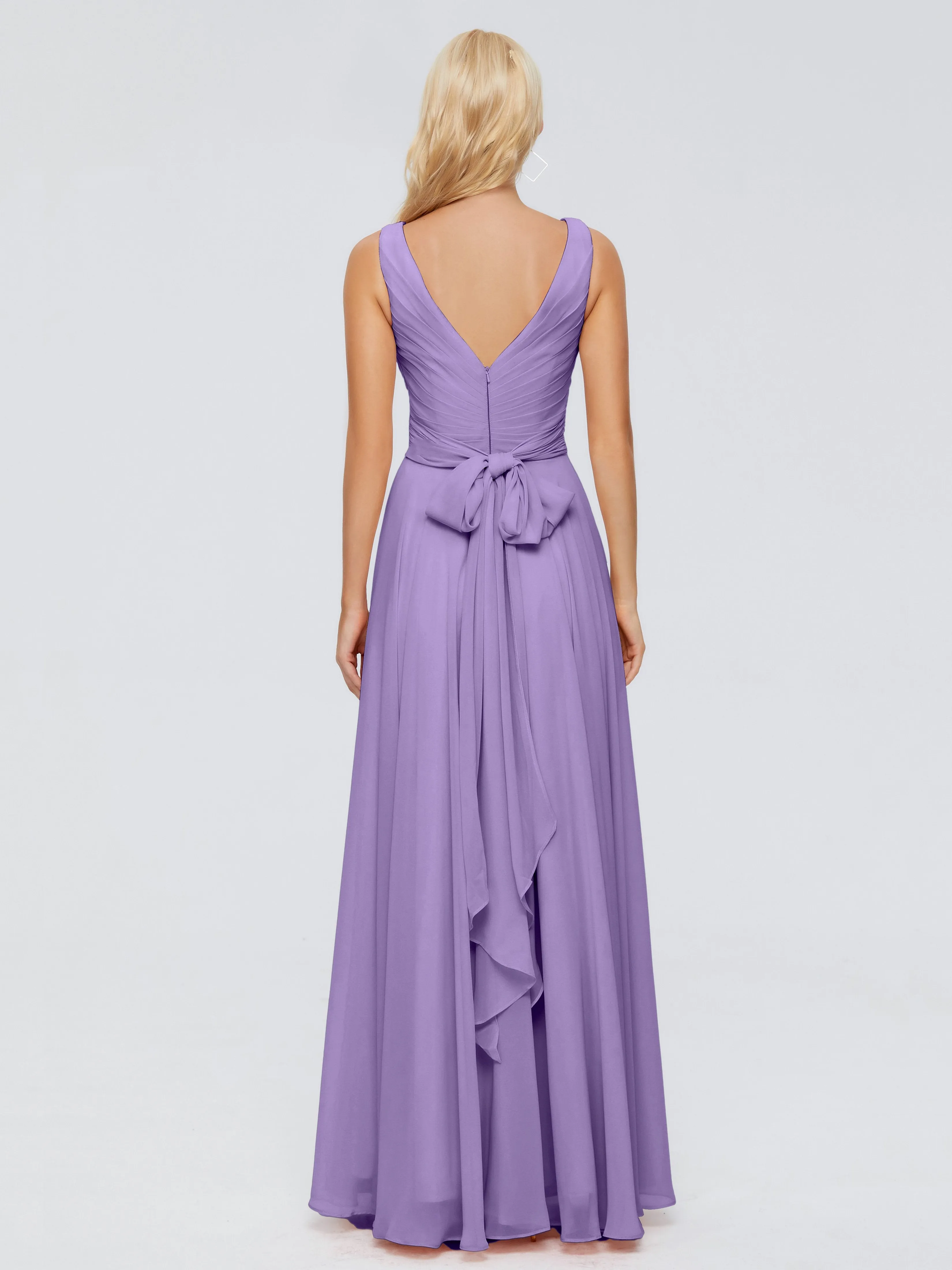 Tahiti Color Bridesmaid Dress Ryleigh Flowy Chiffon Bridesmaid Dresses With Bow