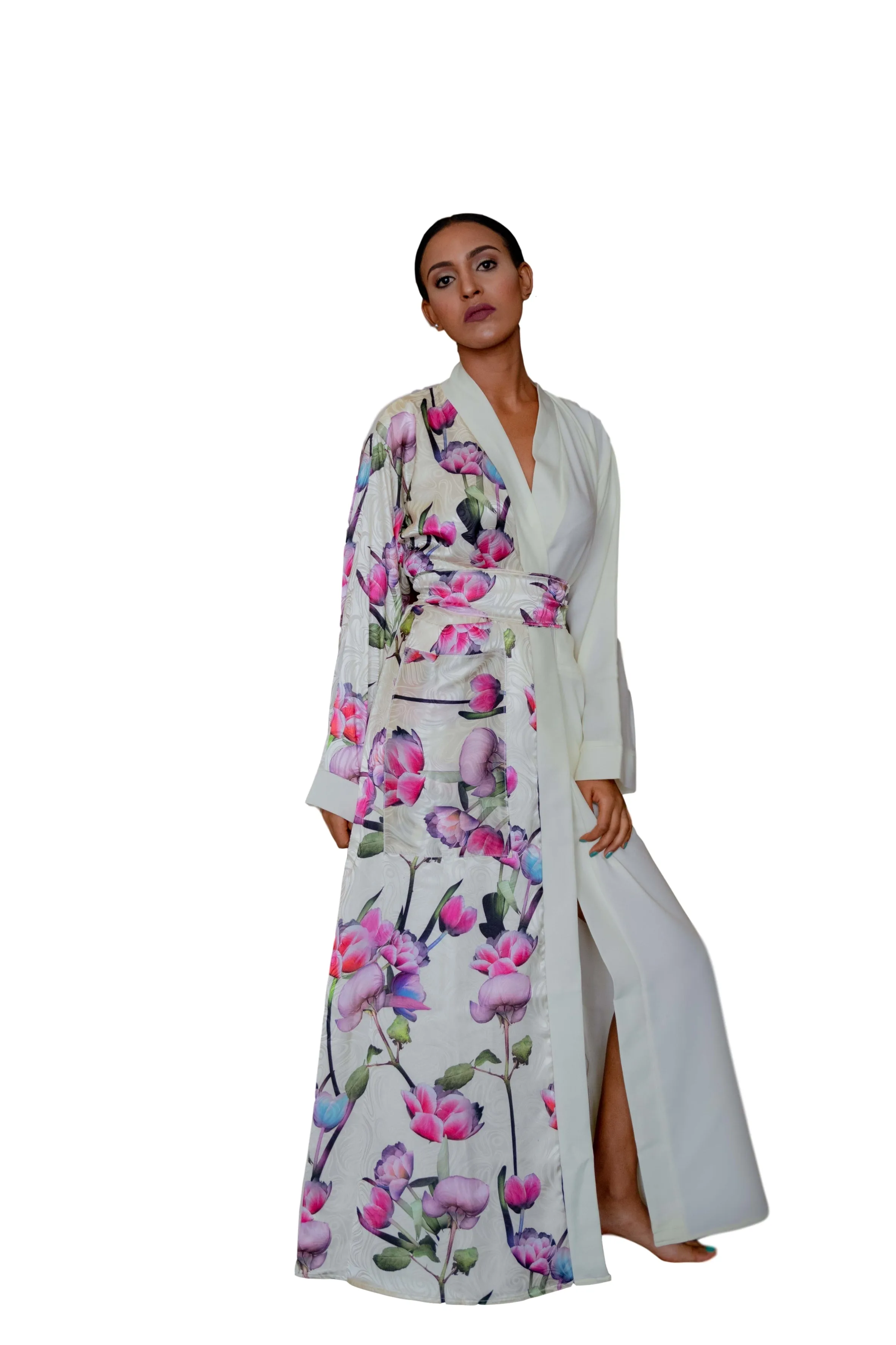 Violet contrast kimono robe