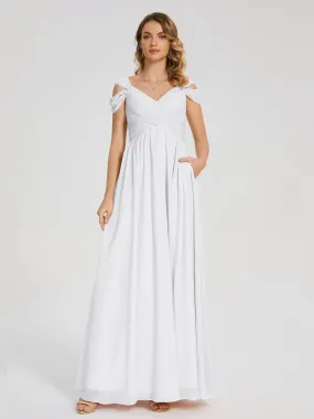 White Bridesmaid Dress Uk Charlee Flowy Split Chiffon Bridesmaid Dresses