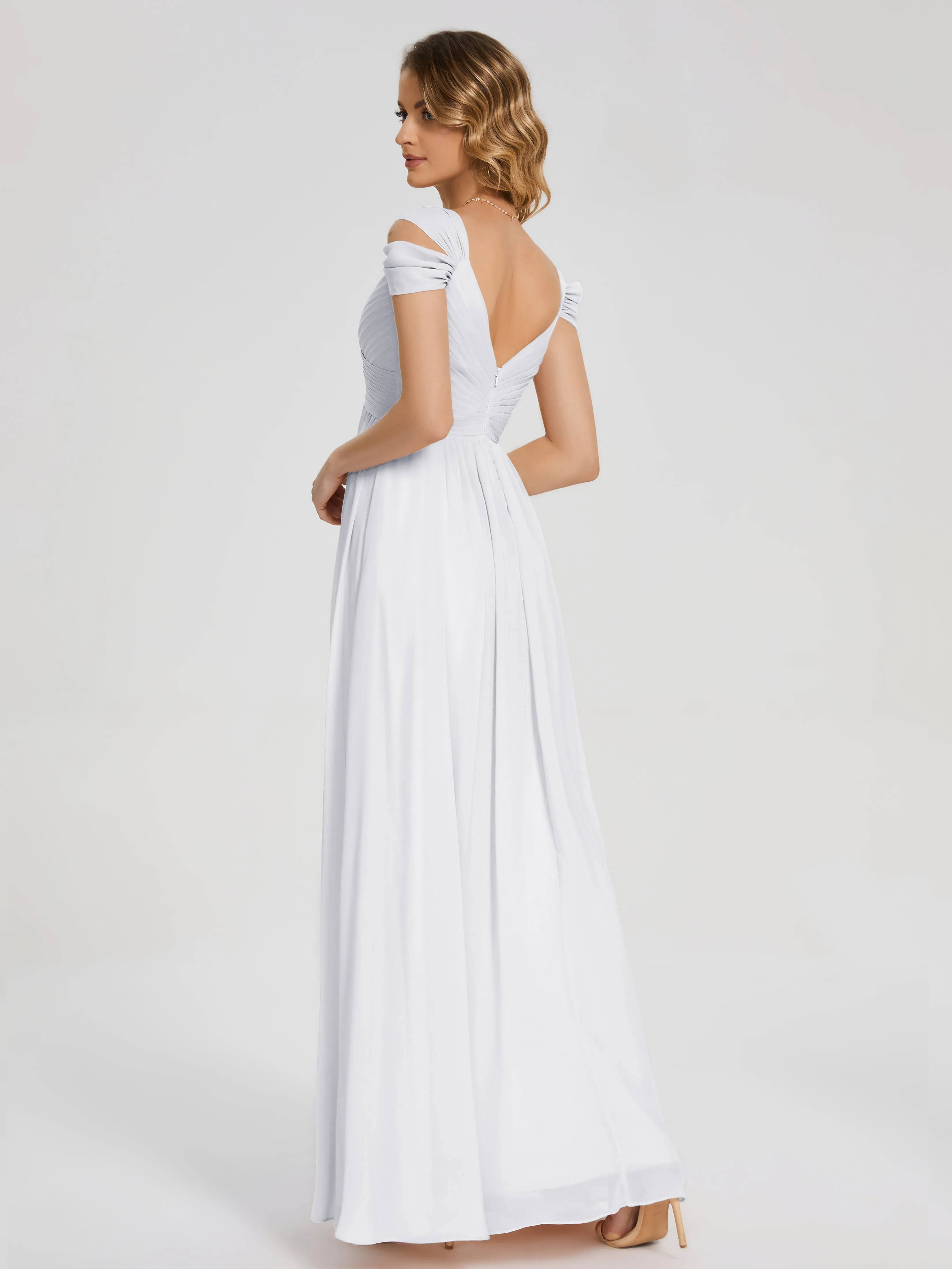 White Bridesmaid Dress Uk Charlee Flowy Split Chiffon Bridesmaid Dresses