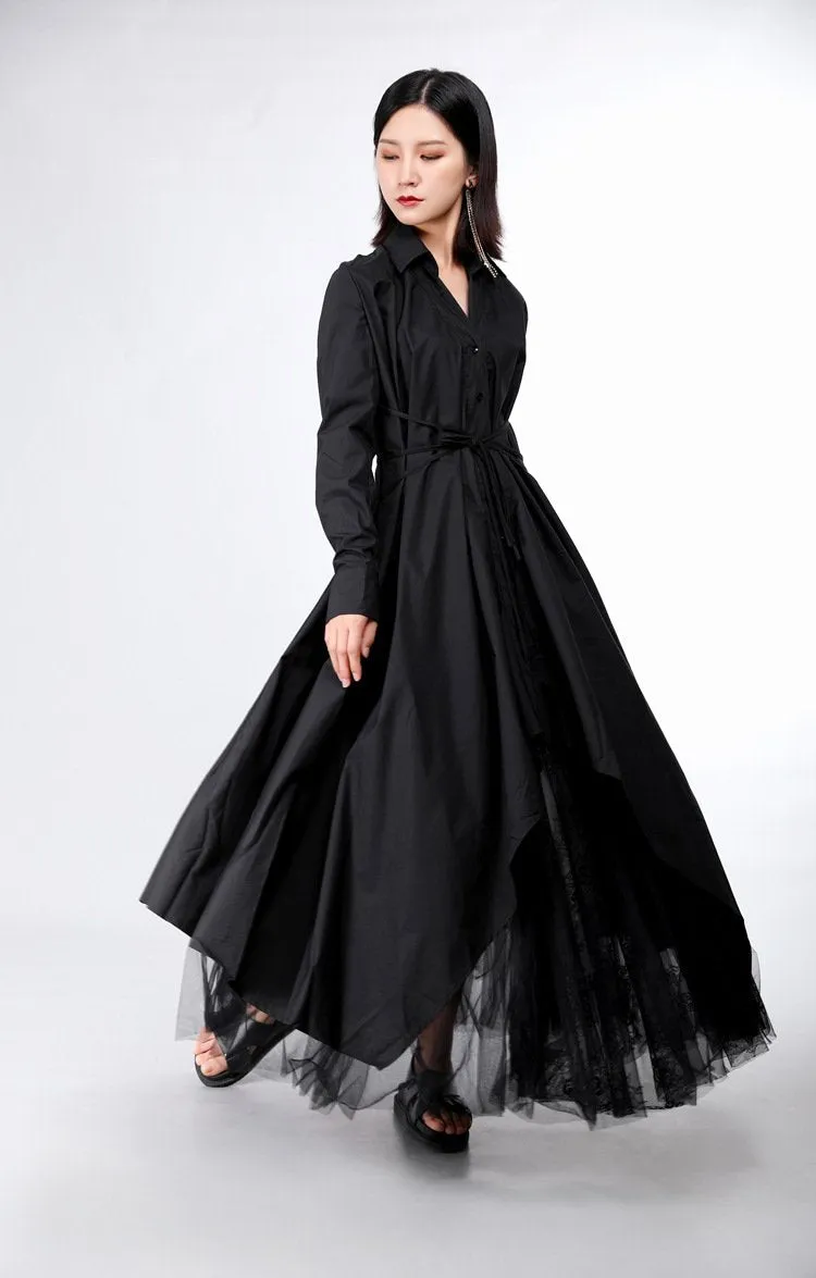 Women Long Sleeves Fall Fairy Shirt Dresses